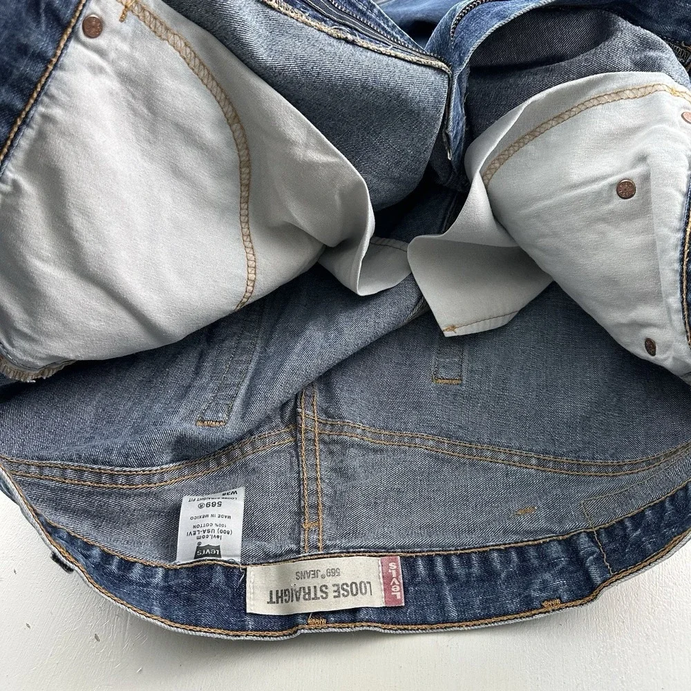 VTG Y2K Levi's 569 Loose Straight Jeans Men 38x32 Blue Baggy Medium Wash Skater